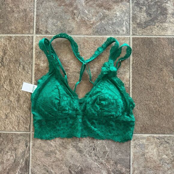 Aerie Fa La Lace Padded Bralette Green Alpine Size Small - Picture 2 of 9